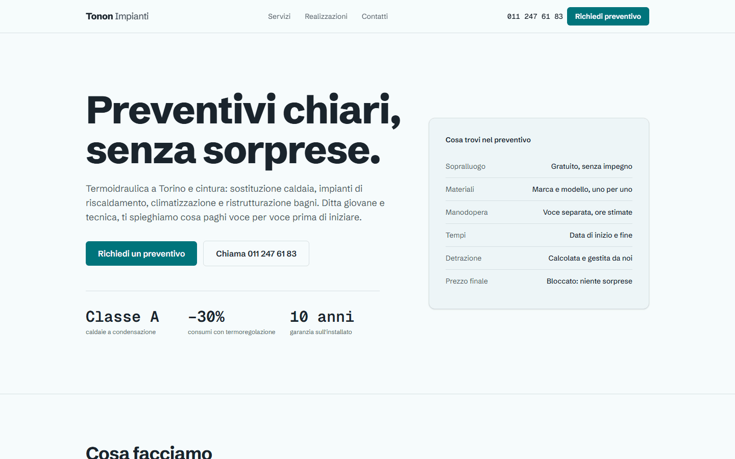 Screenshot del sito Tonon Idraulica