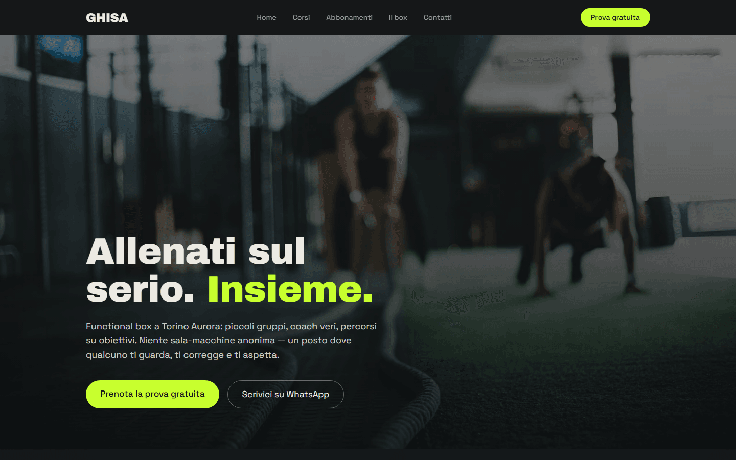 Screenshot del sito GHISA — Functional Box